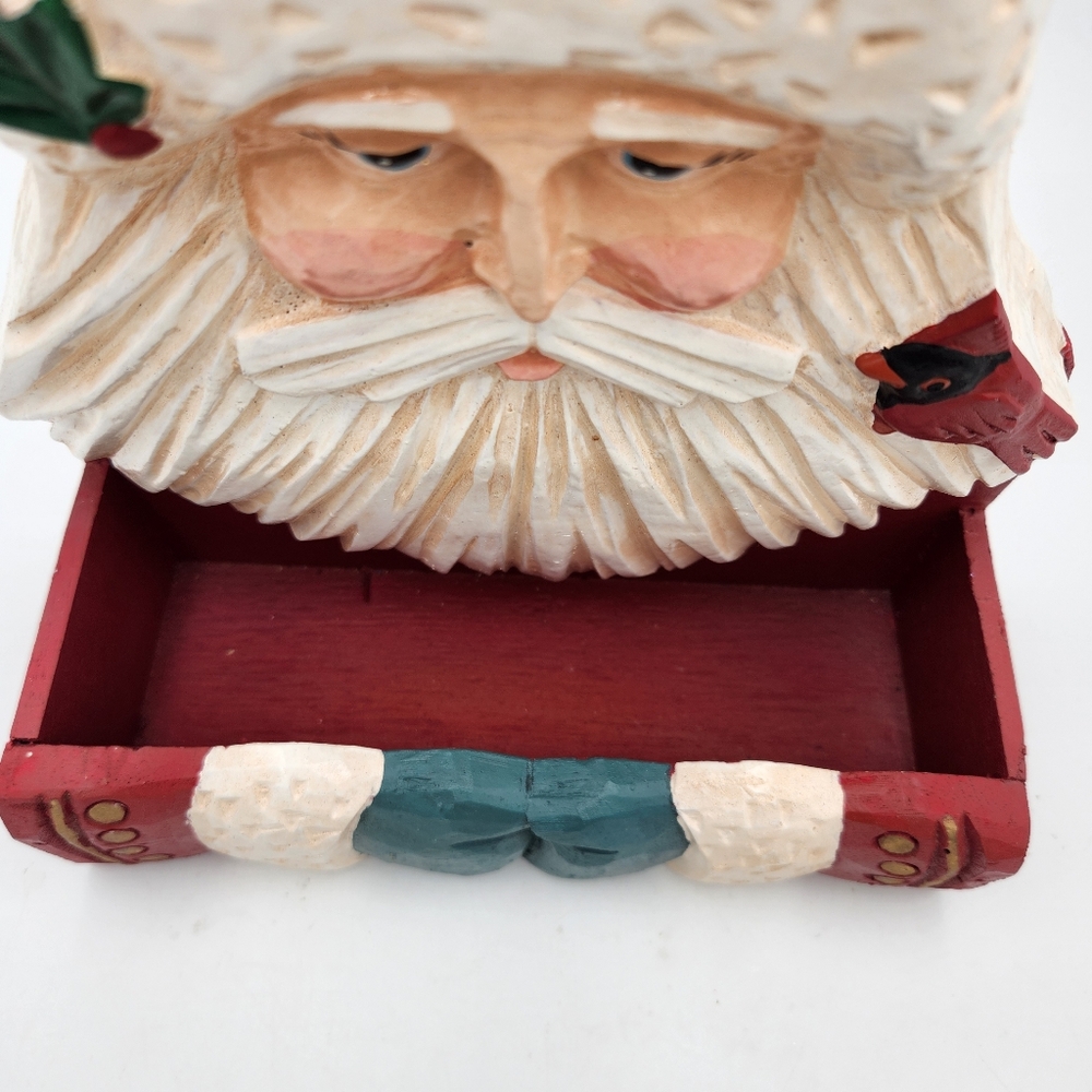 Midwest Cannon Falls Carved Santa Card Greenery Holder Box Wall Hanging - Picture 3 of 7